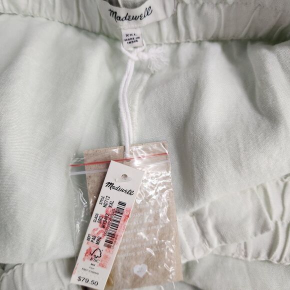 New Madewell Womens Linen-Blend Pull-On Pleated Shorts Mint Green Size XXL - Picture 3 of 4